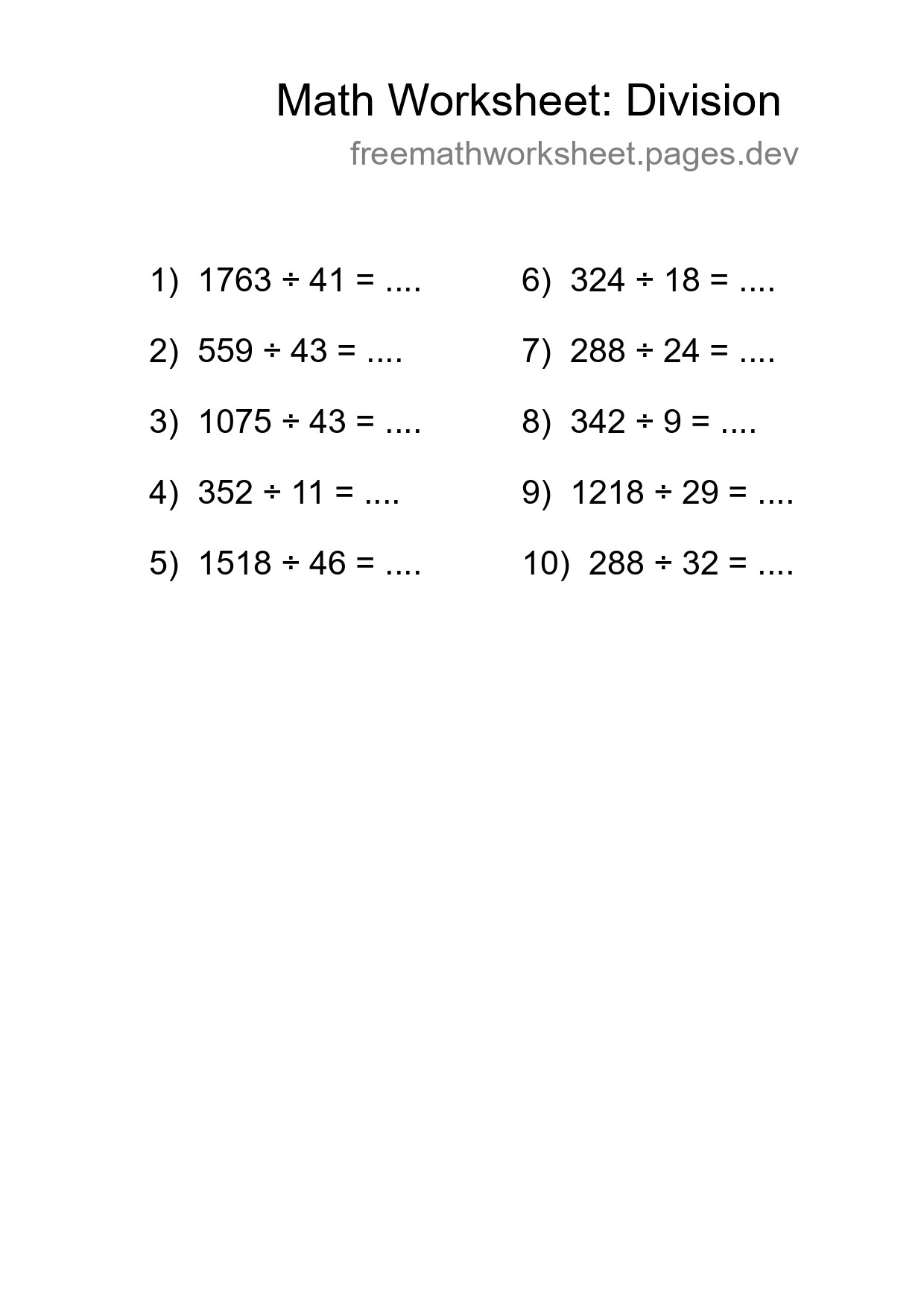 Free 10 Division Math Worksheet For Grade 2 - Part 154