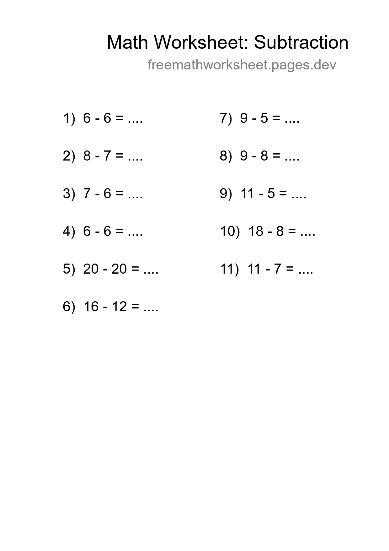 Free 11 Subtraction Math Worksheet For Grade 2 - Part 238