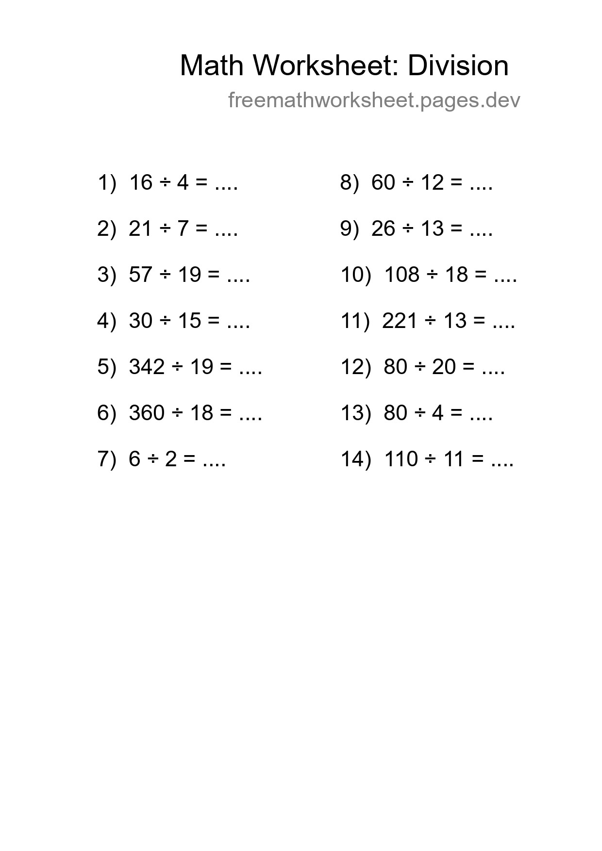 Free 14 Division Math Worksheet For Grade 2 - Part 24