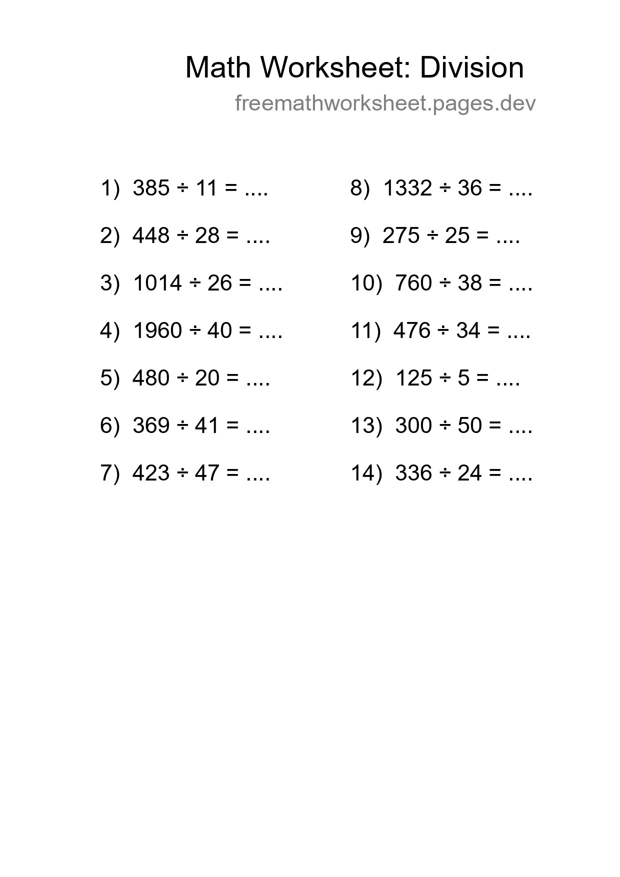 Free 14 Division Math Worksheet For Grade 2 With Answers - Part 214
