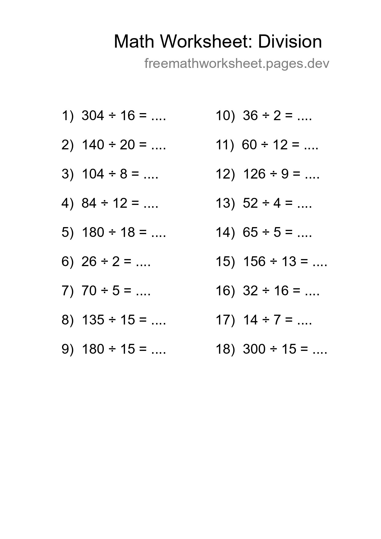 Free 18 Division Math Worksheet For Grade 2 - Part 54