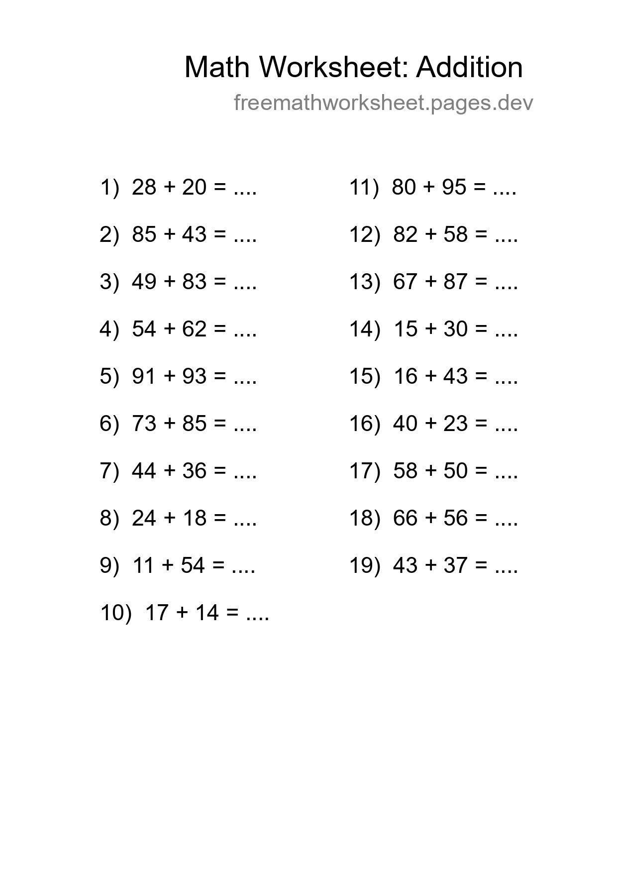 Free 19 Addition Math Worksheet For Grade 3 With Answers - Part 291