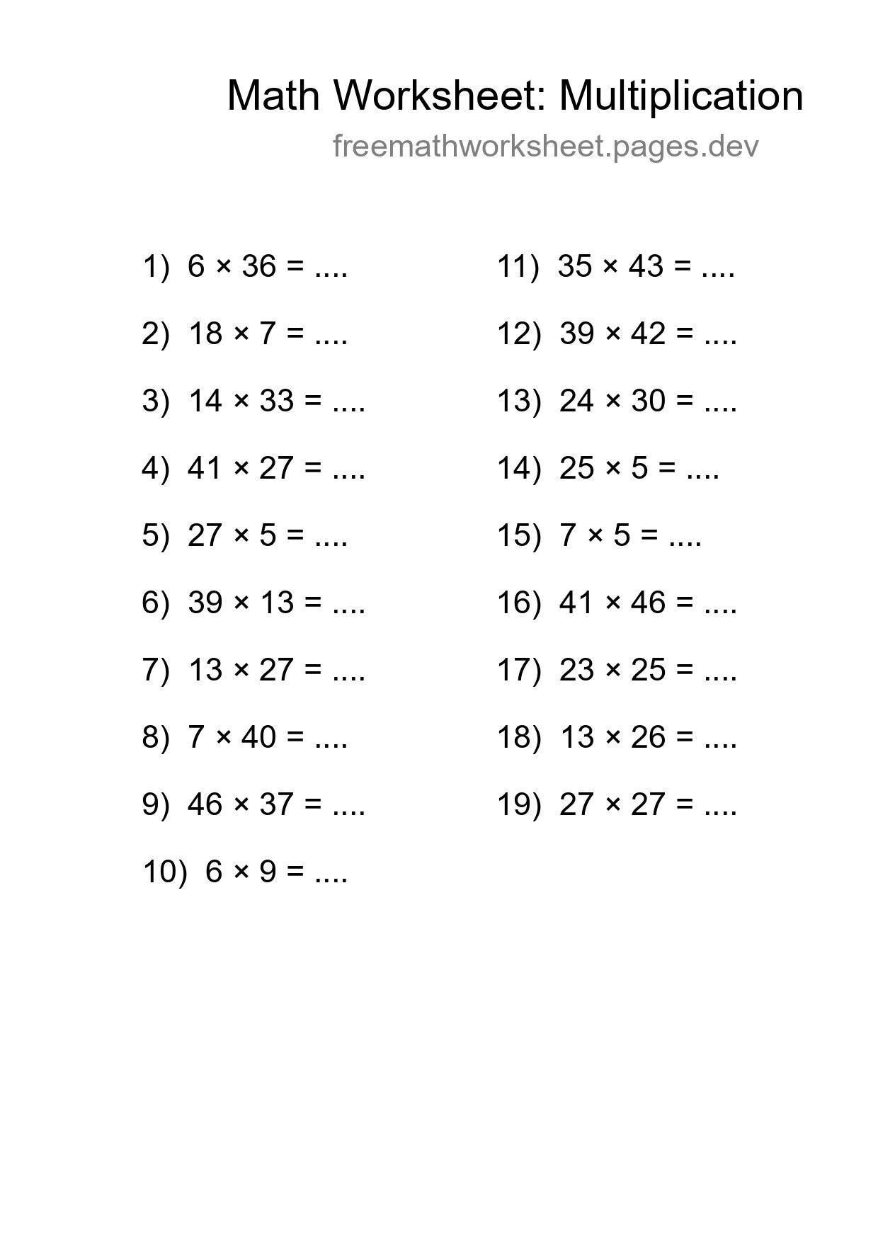 Free 19 Multiplication Math Worksheet For Grade 2 - Part 67