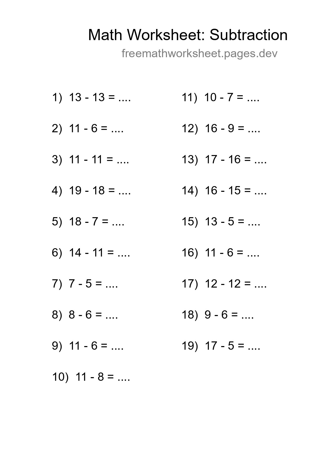 Free 19 Subtraction Math Worksheet For Grade 2 - Part 218