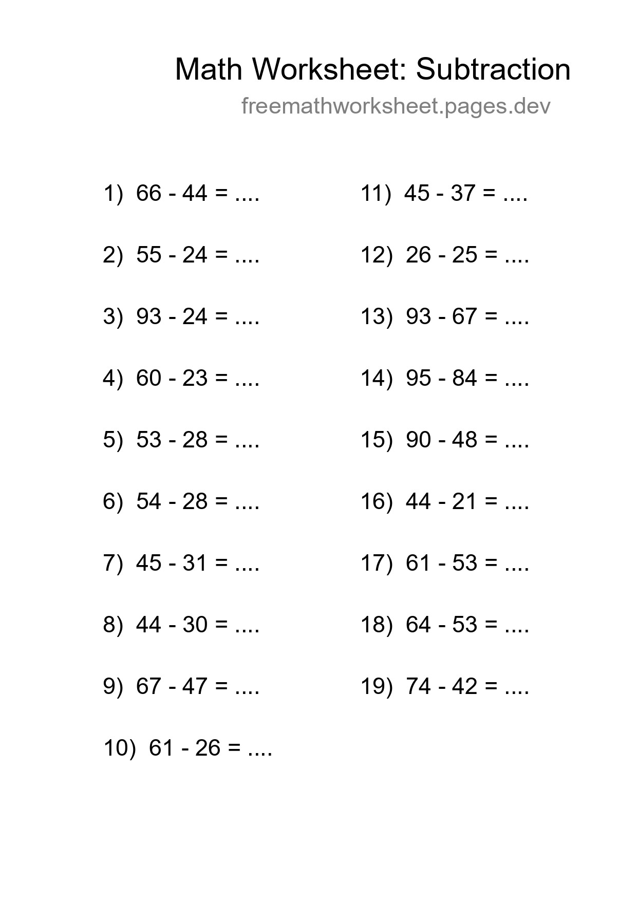 Free 19 Subtraction Math Worksheet For Grade 3 With Answers - Part 248