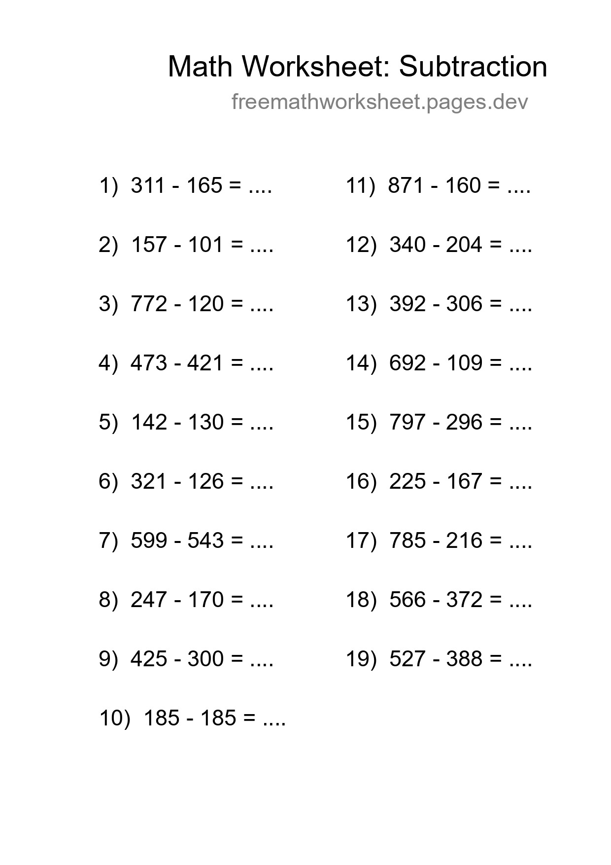 Free 19 Subtraction Math Worksheet For Grade 5 With Answers - Part 98