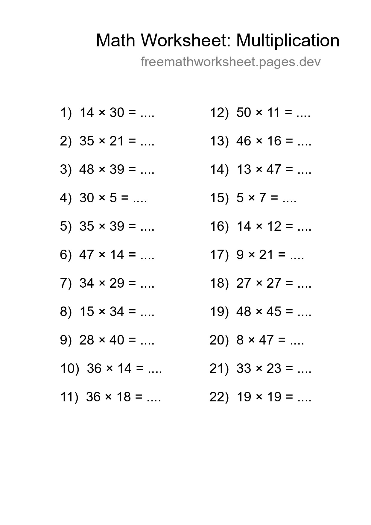 Free 22 Multiplication Math Worksheet For Grade 2 With Answers - Part 127
