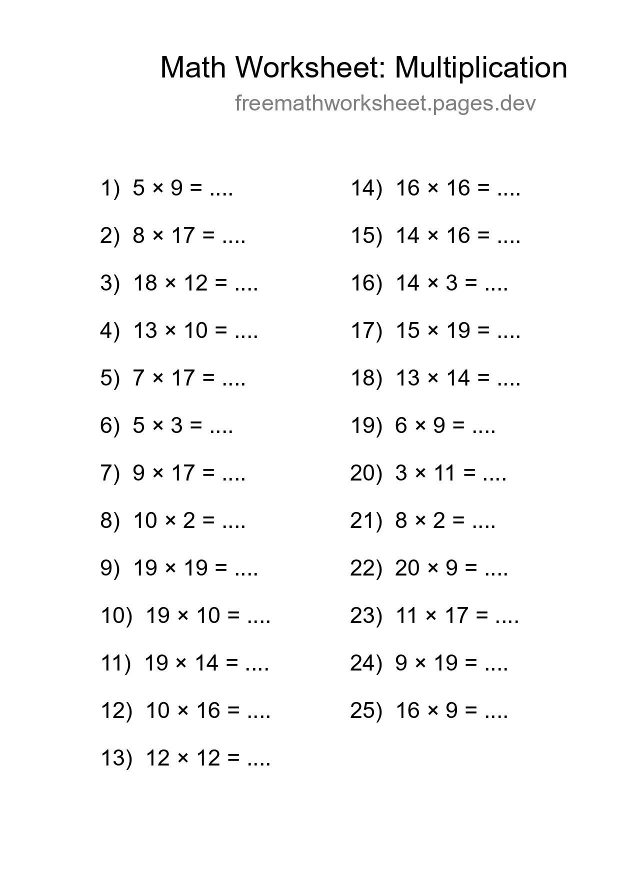 Free 25 Multiplication Math Worksheet For Grade 2 - Part 297