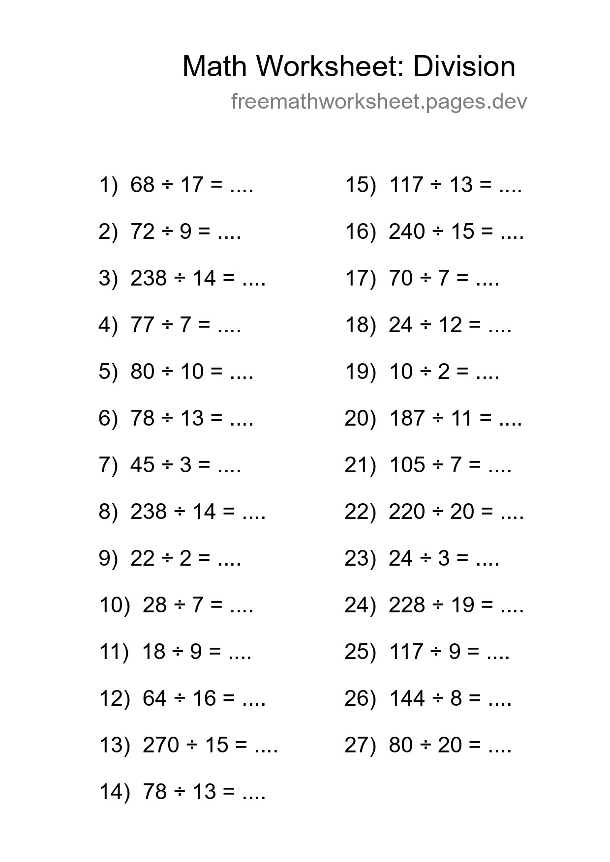Free 27 Division Math Worksheet For Grade 2 - Part 104