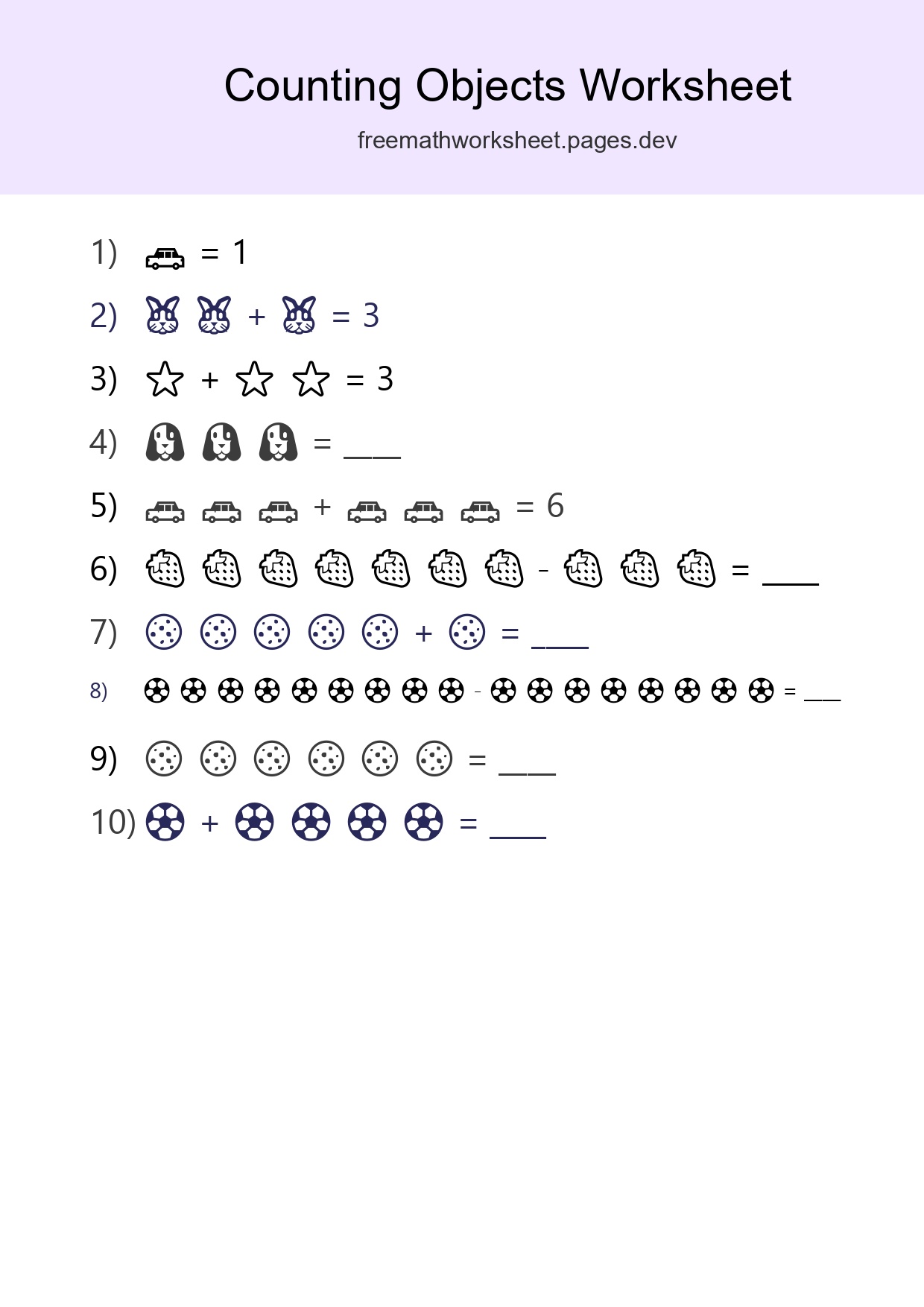 Free Counting Objects Worksheet For Kindergarten - Part 103