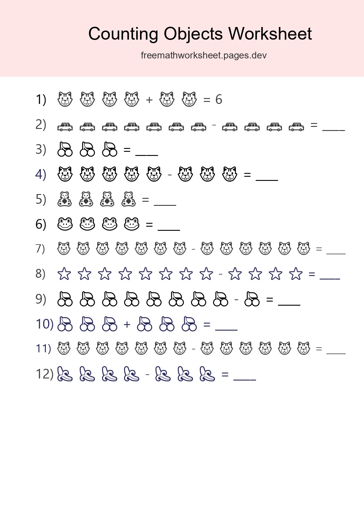 Free Counting Objects Worksheet For Kindergarten - Part 143