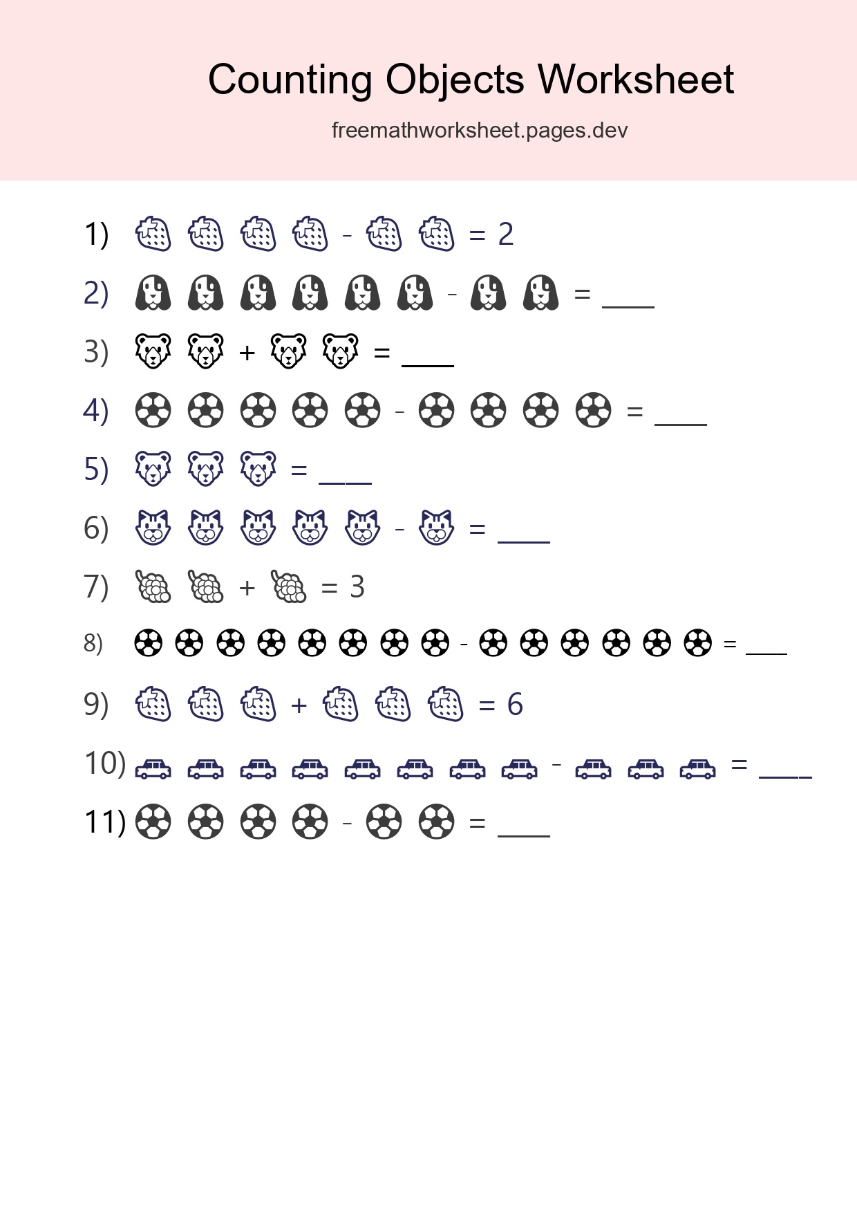 Free Counting Objects Worksheet For Kindergarten - Part 263