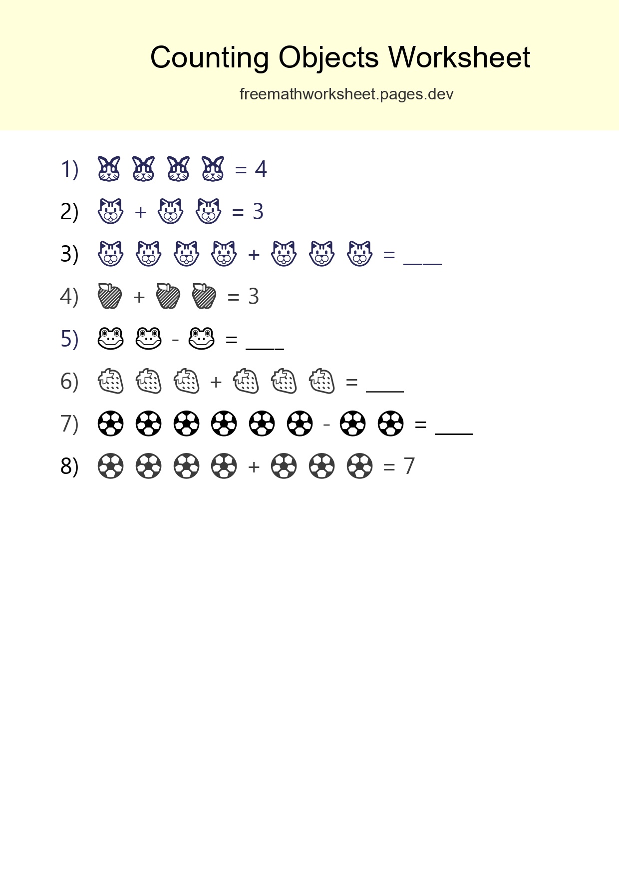 Free Counting Objects Worksheet For Kindergarten Printable - Part 163