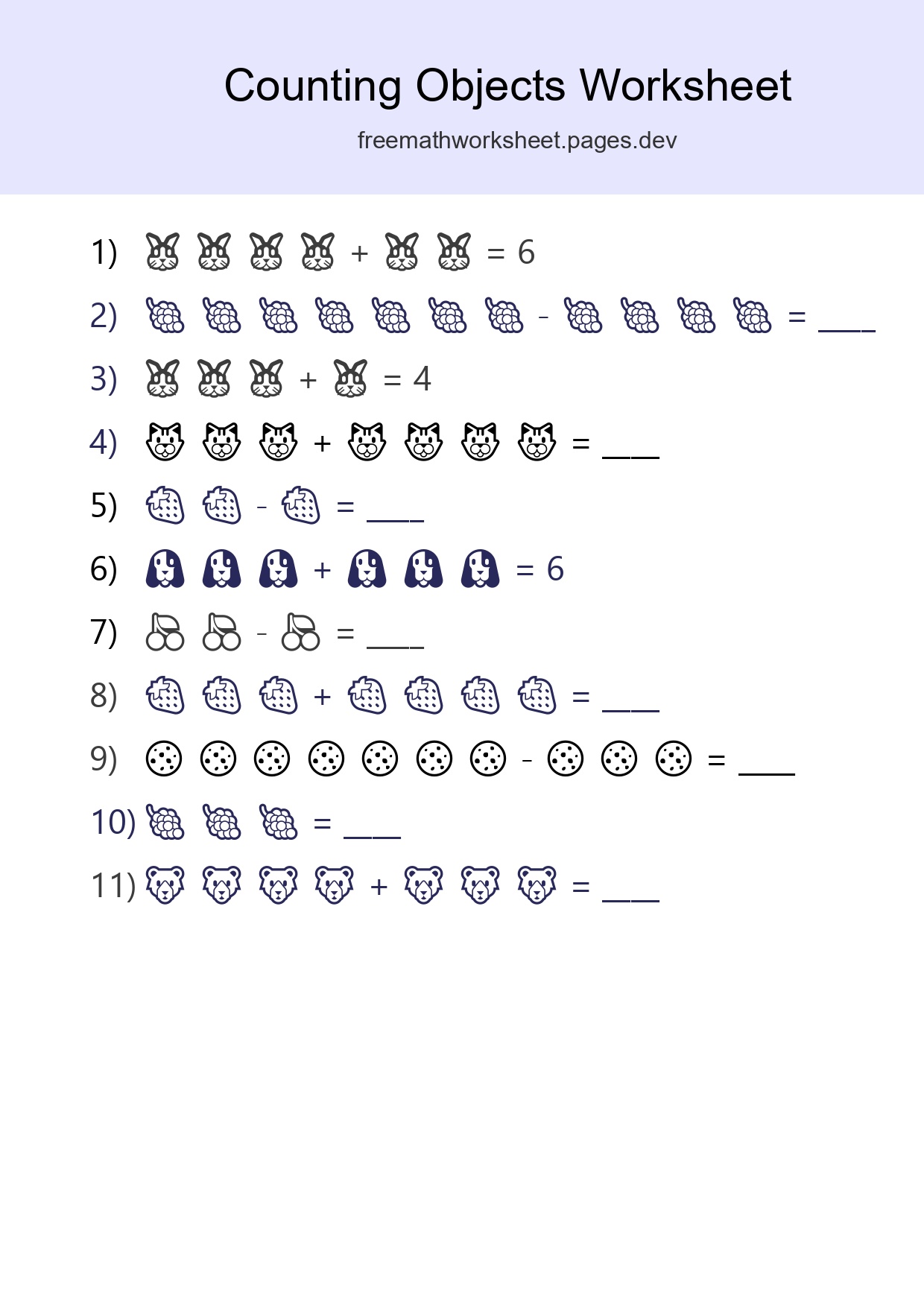 Free Counting Objects Worksheet For Kindergarten Printable - Part 243