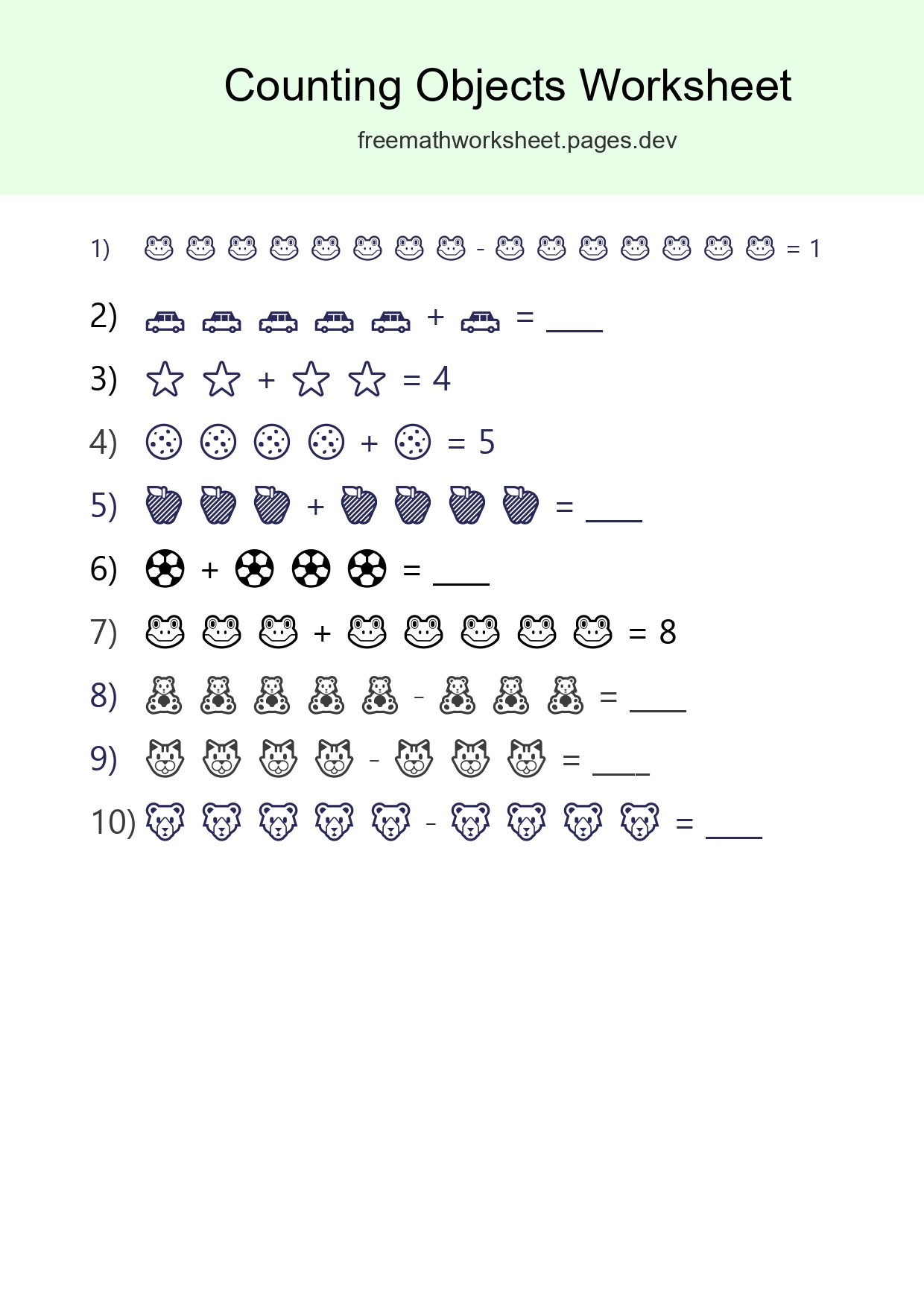 Free Counting Objects Worksheet For Kindergarten Printable - Part 93
