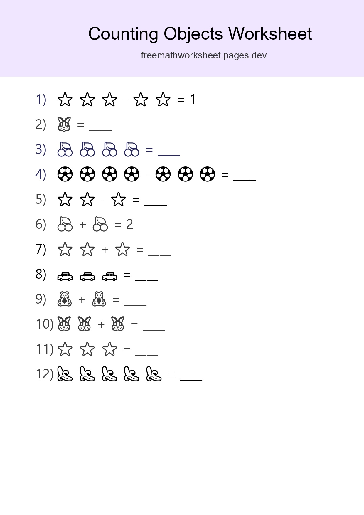 Free Counting Objects Worksheet For Pre-K - Part 293