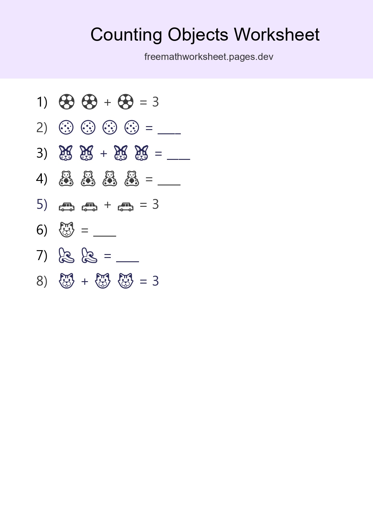 Free Counting Objects Worksheet For Pre-K Printable - Part 283