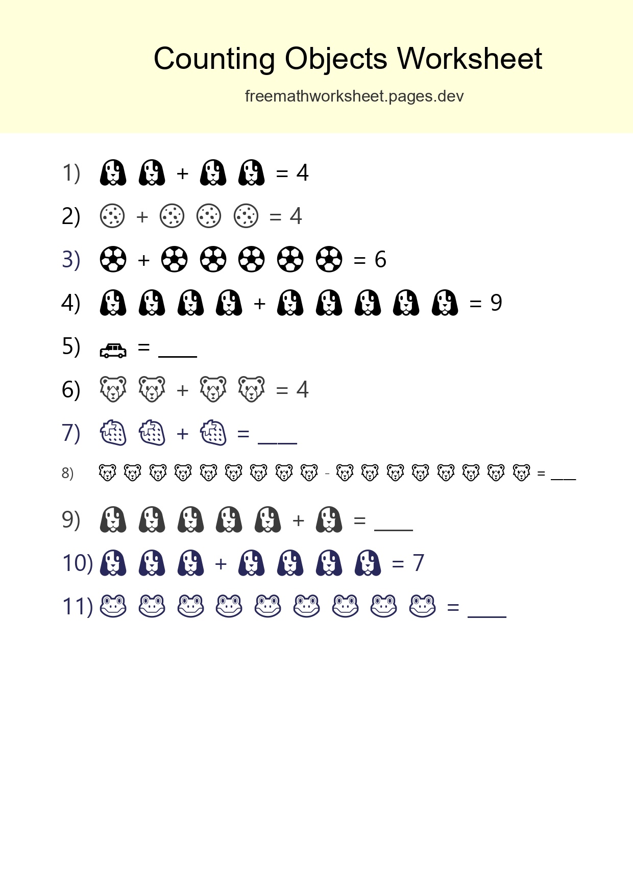 Kindergarten Count The Objects Worksheet - Part 113