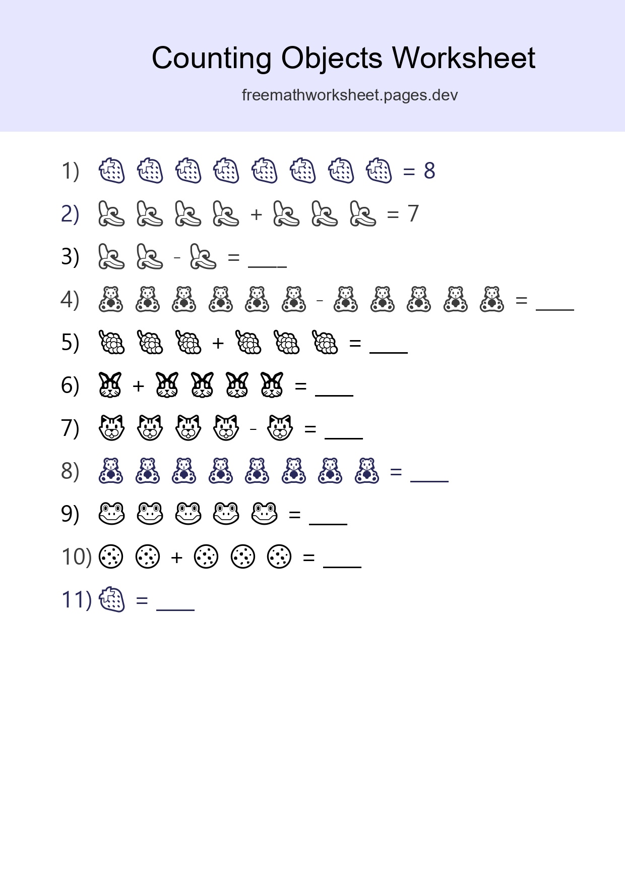 Kindergarten Count The Objects Worksheet - Part 123