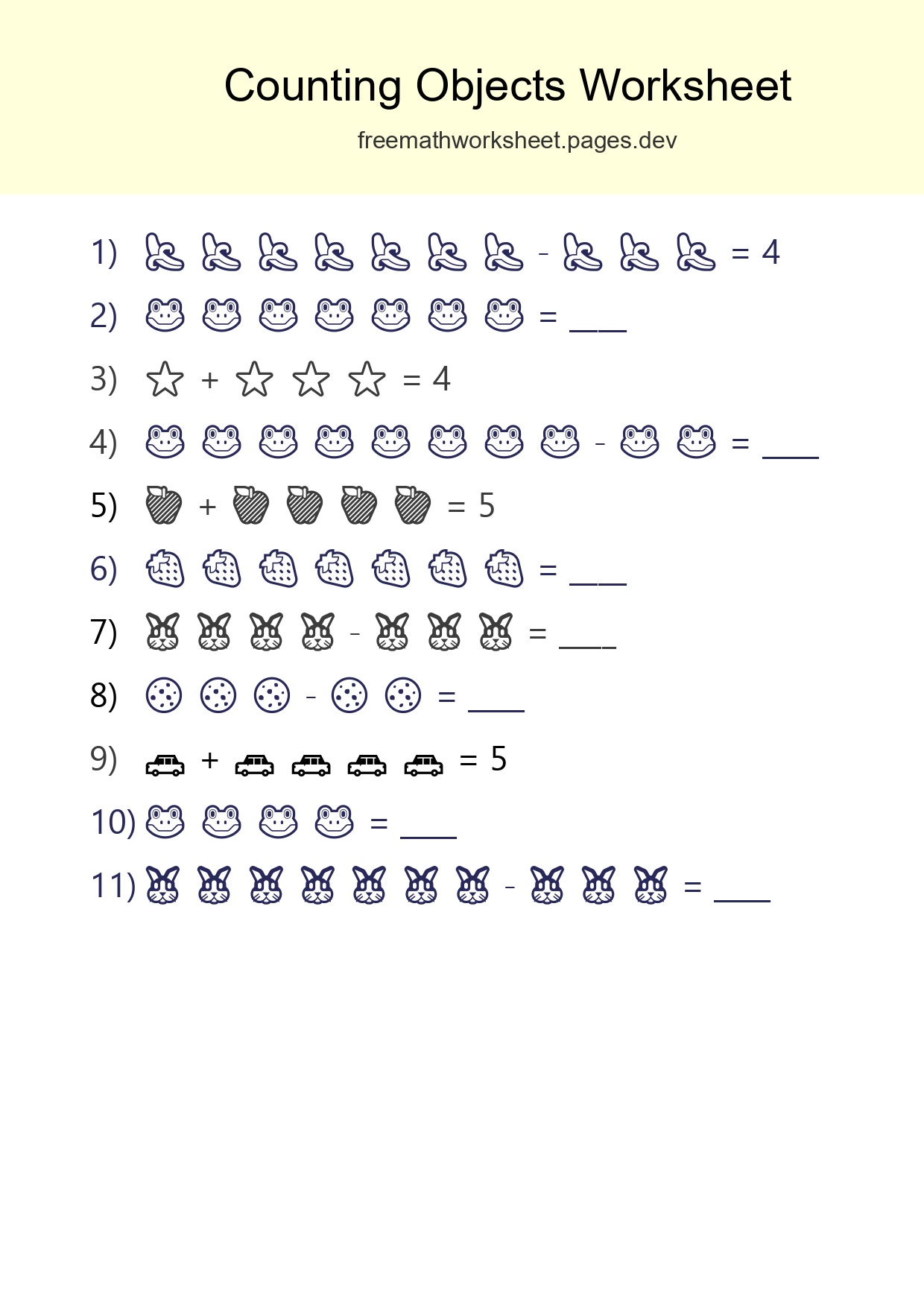 Kindergarten Count The Objects Worksheet - Part 133