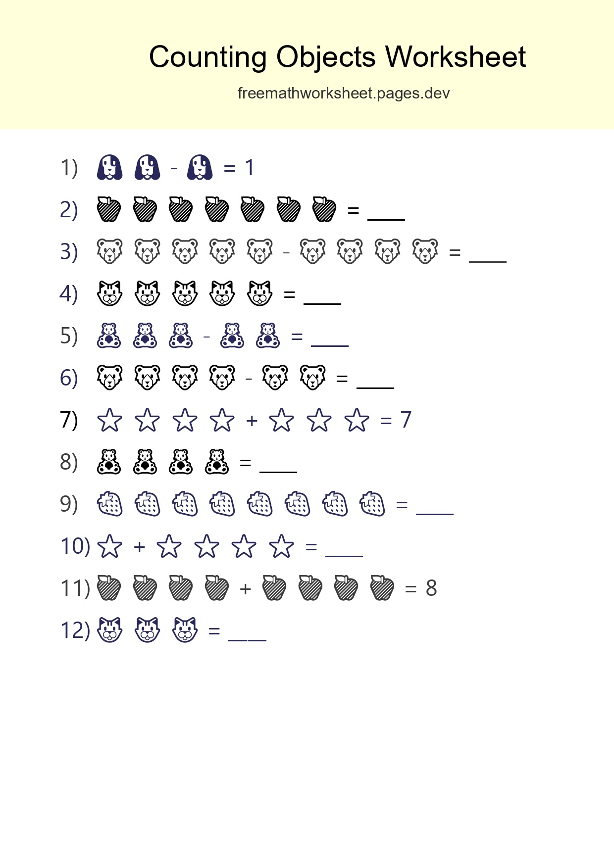 Kindergarten Count The Objects Worksheet - Part 203