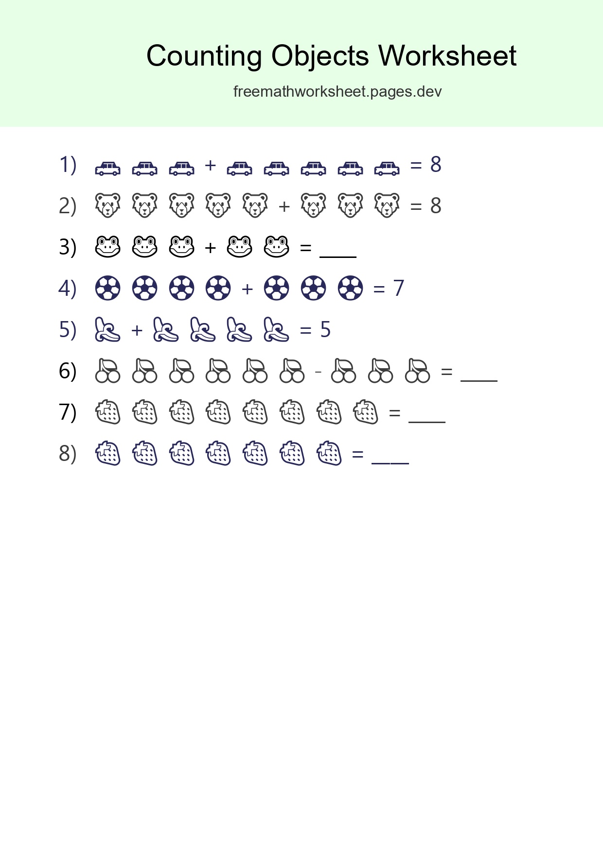 Kindergarten Count The Objects Worksheet - Part 223