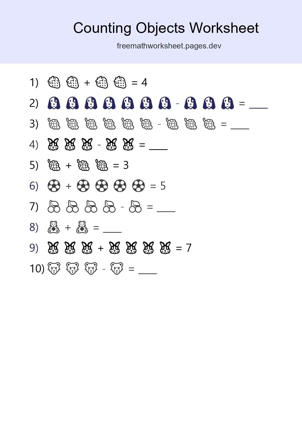 Kindergarten Count The Objects Worksheet - Part 23