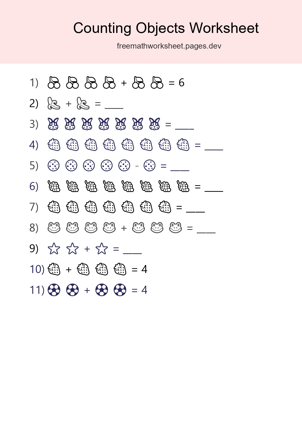 Kindergarten Count The Objects Worksheet - Part 233