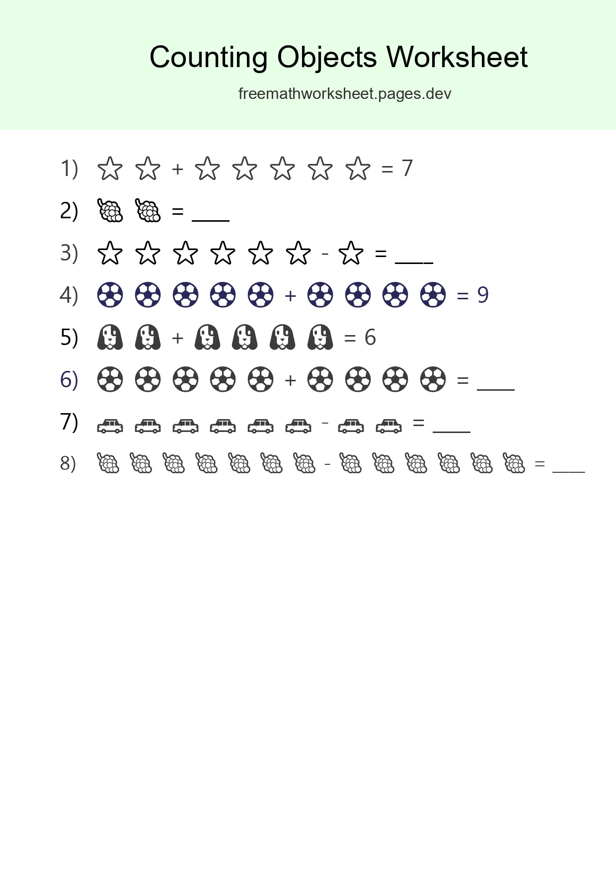 Kindergarten Count The Objects Worksheet - Part 3
