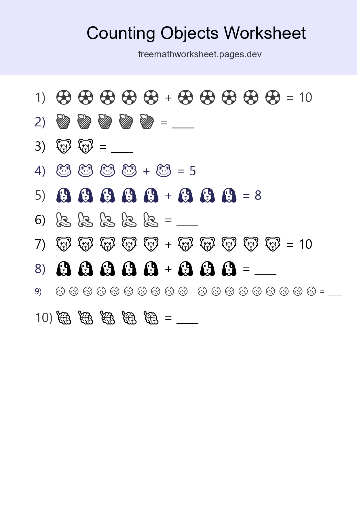 Kindergarten Count The Objects Worksheet - Part 43