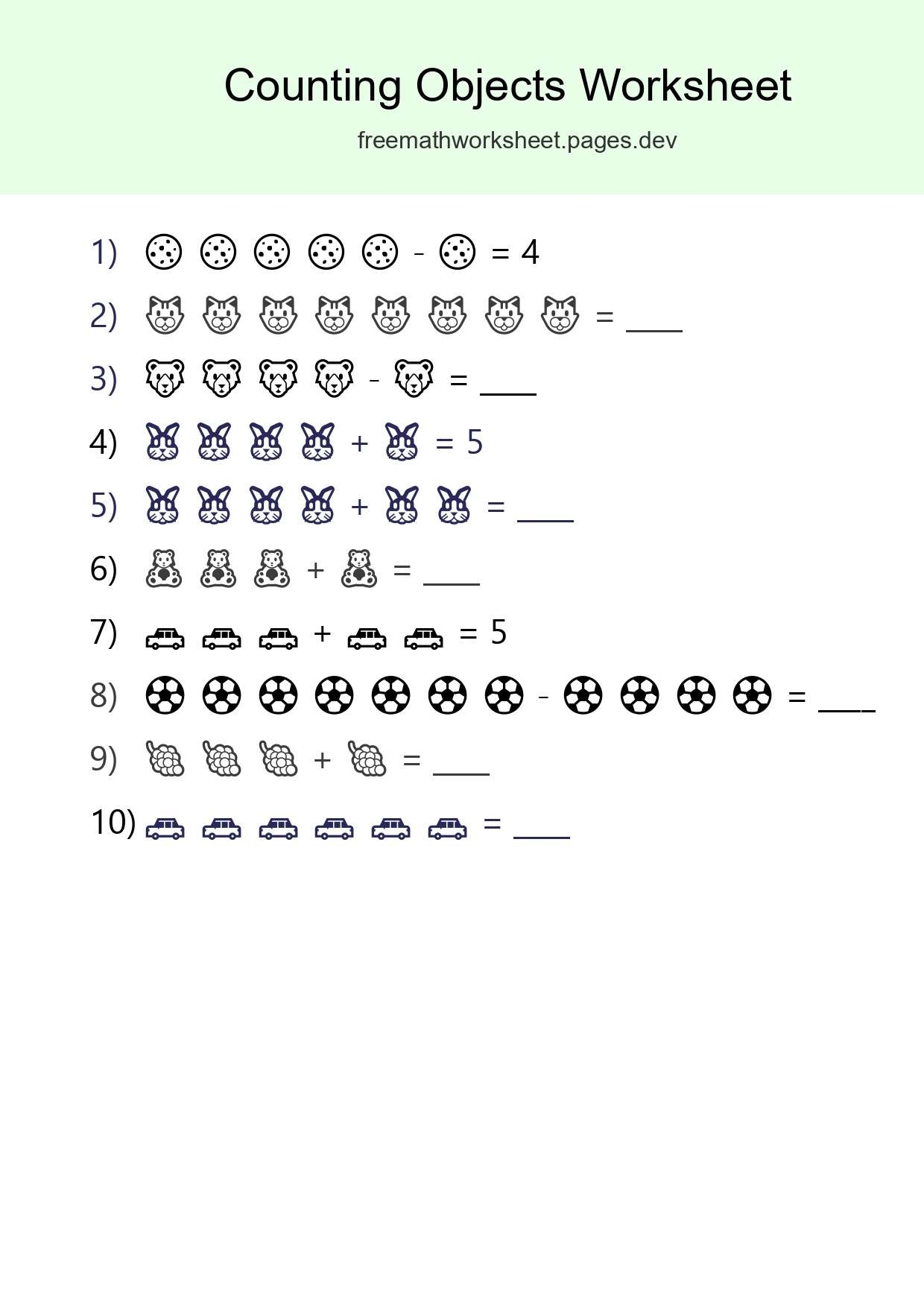 Learn Counting With Pictures Worksheet (Kindergarten) - Part 173