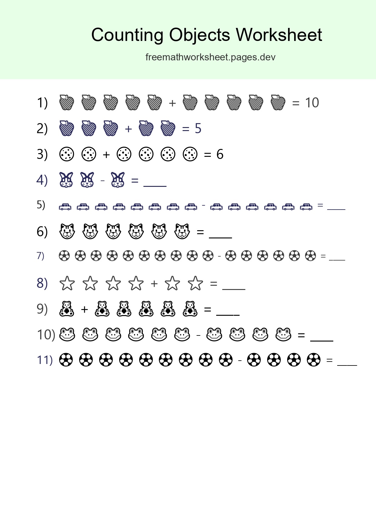 Learn Counting With Pictures Worksheet (Kindergarten) - Part 253