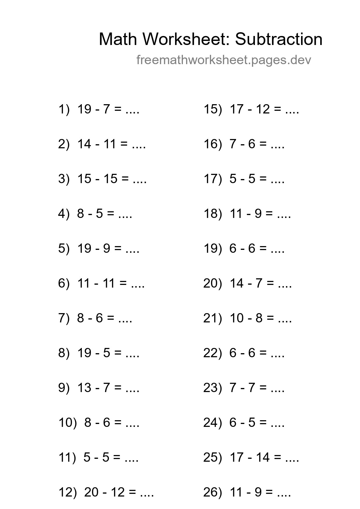 Printable Free 27 Subtraction Math Worksheet For Grade 2 - Part 288